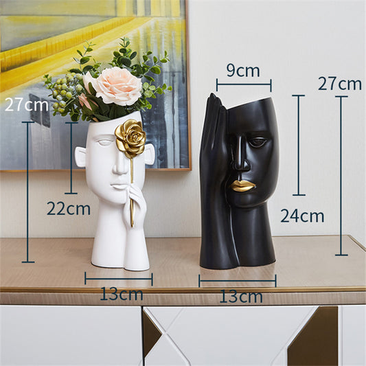 Vase Creative Ceramic Vase, Abstract Figure Ornaments, Multifunctional Art Flowers Bottle, Modern Minimalist Home Decoration, for Bedroom