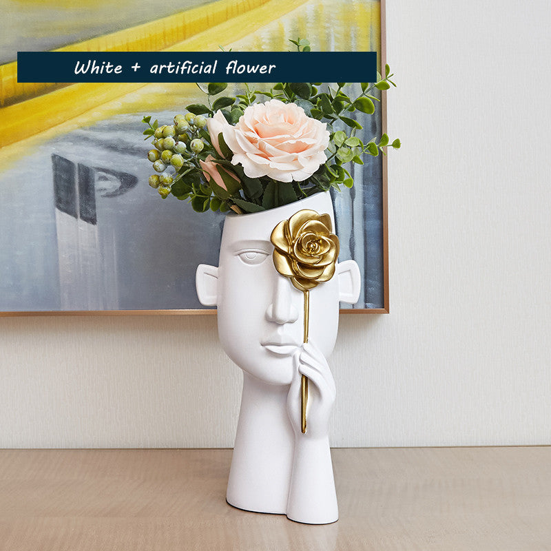 Vase Creative Ceramic Vase, Abstract Figure Ornaments, Multifunctional Art Flowers Bottle, Modern Minimalist Home Decoration, for Bedroom