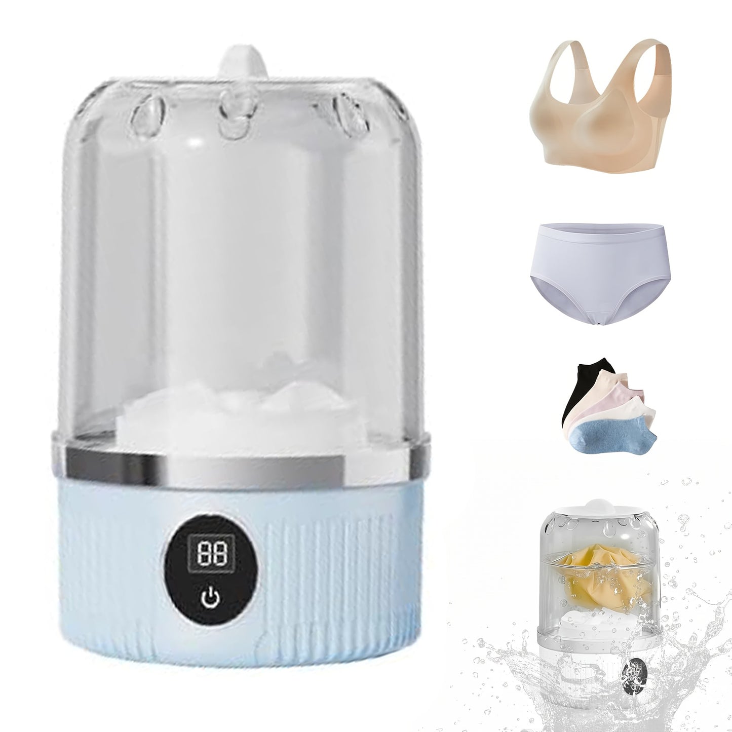 Portable Mini Underwear Washer – Rechargeable Laundry Cup for Bras, Socks & Delicates
