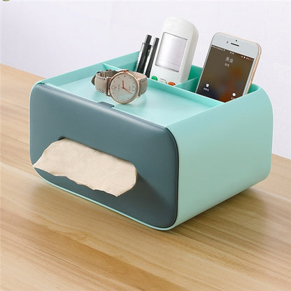 Tissue Box Organizer, Multifunction Storage Holder  Cosmetic Makeup Organizer