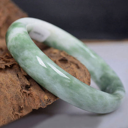 Natural Green Hand-Carved Jade Bangle Bracelet with Gift Box Genuine Jade Accessories for Men & Women