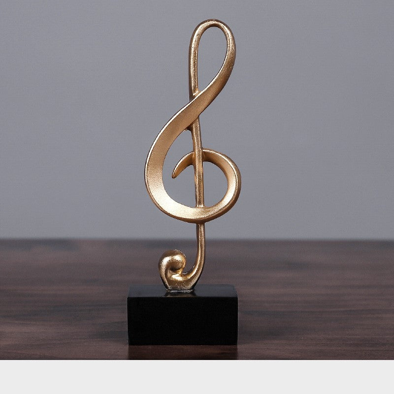 Gold Musical Note Statue – Elegant Resin Sculpture for Living Room, Office & Wine Cabinet Decor (Golden Musical-Note Home Ornament)