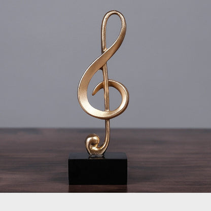 Gold Musical Note Statue – Elegant Resin Sculpture for Living Room, Office & Wine Cabinet Decor (Golden Musical-Note Home Ornament)