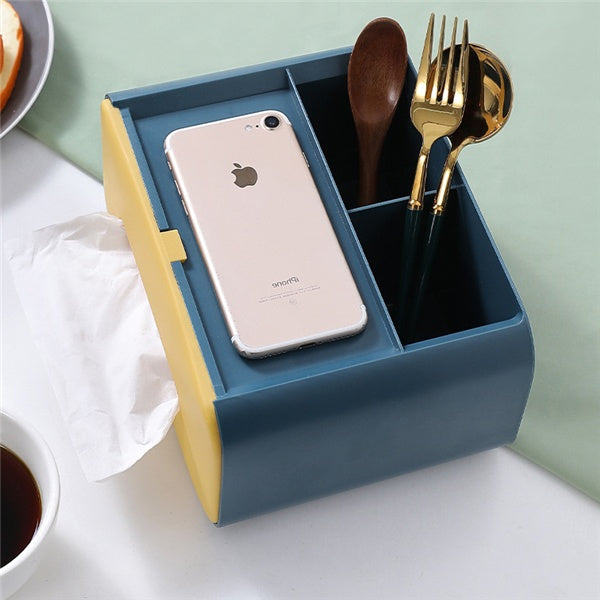 Tissue Box Organizer, Multifunction Storage Holder  Cosmetic Makeup Organizer