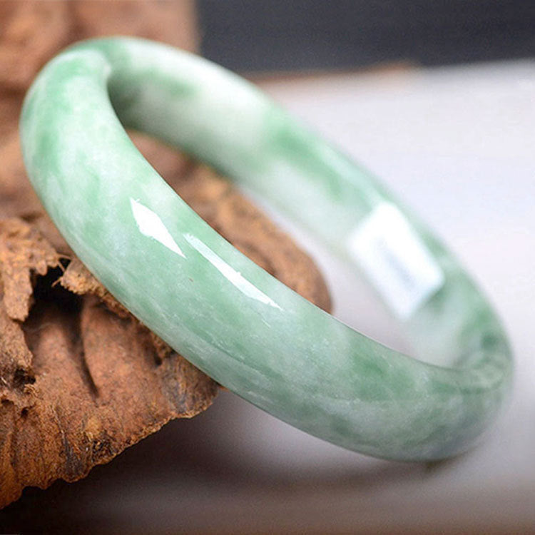 Natural Green Hand-Carved Jade Bangle Bracelet with Gift Box Genuine Jade Accessories for Men & Women