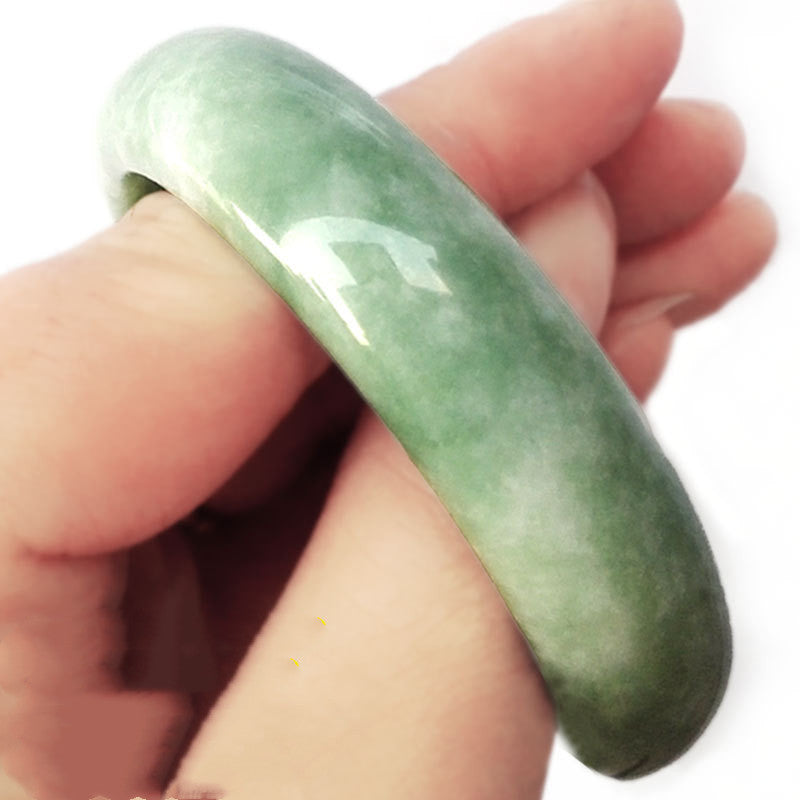 Natural Green Hand-Carved Jade Bangle Bracelet with Gift Box Genuine Jade Accessories for Men & Women