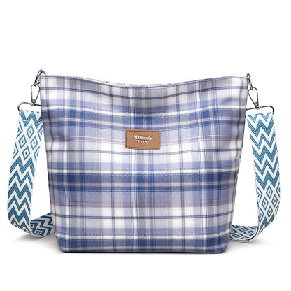 Large Capacity Contrast Color Check One-shoulder Versatile Commuter Messenger Bag