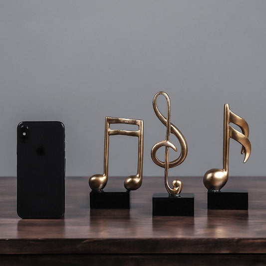 Gold Musical Note Statue – Elegant Resin Sculpture for Living Room, Office & Wine Cabinet Decor (Golden Musical-Note Home Ornament)