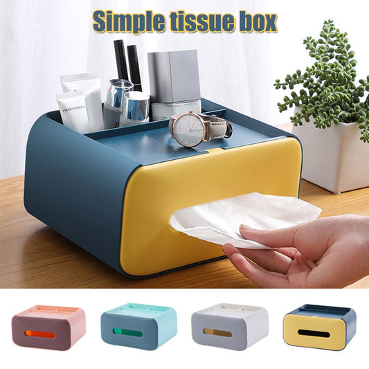 Tissue Box Organizer, Multifunction Storage Holder  Cosmetic Makeup Organizer