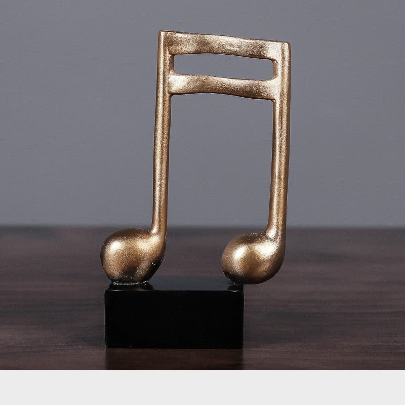 Gold Musical Note Statue – Elegant Resin Sculpture for Living Room, Office & Wine Cabinet Decor (Golden Musical-Note Home Ornament)