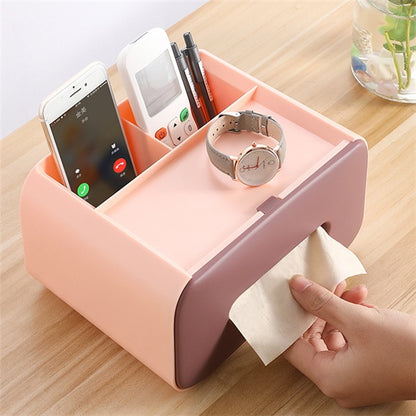 Tissue Box Organizer, Multifunction Storage Holder  Cosmetic Makeup Organizer