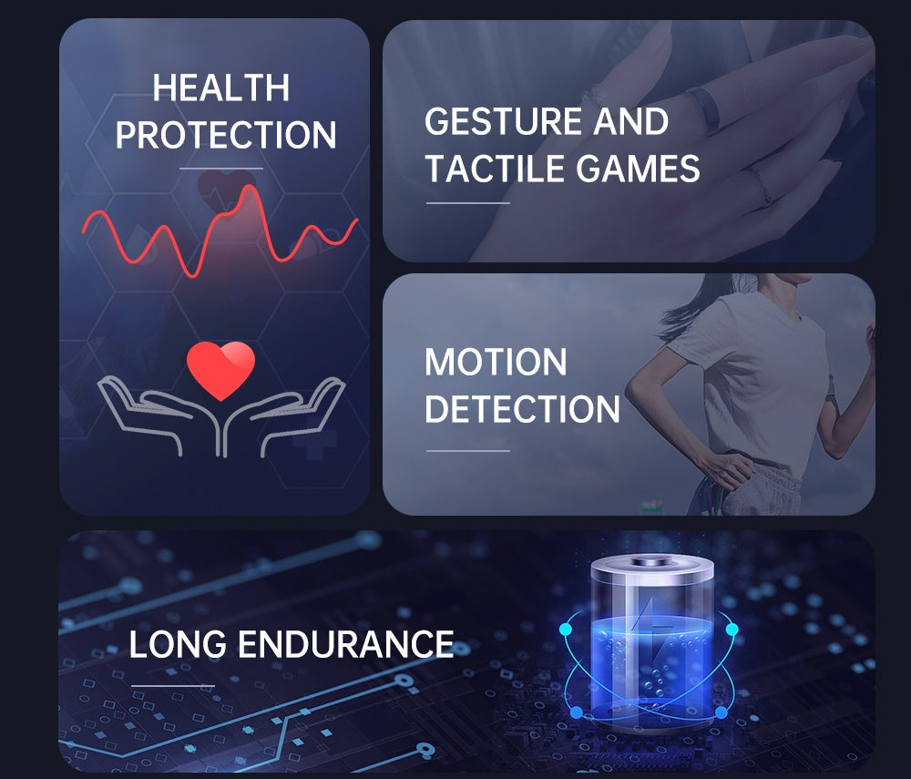 Smart Ring R500 – Sleek Black Wearable with Health & Fitness Tracking, Heart Rate & SpO₂ Monitor, Sleep & Activity Insights