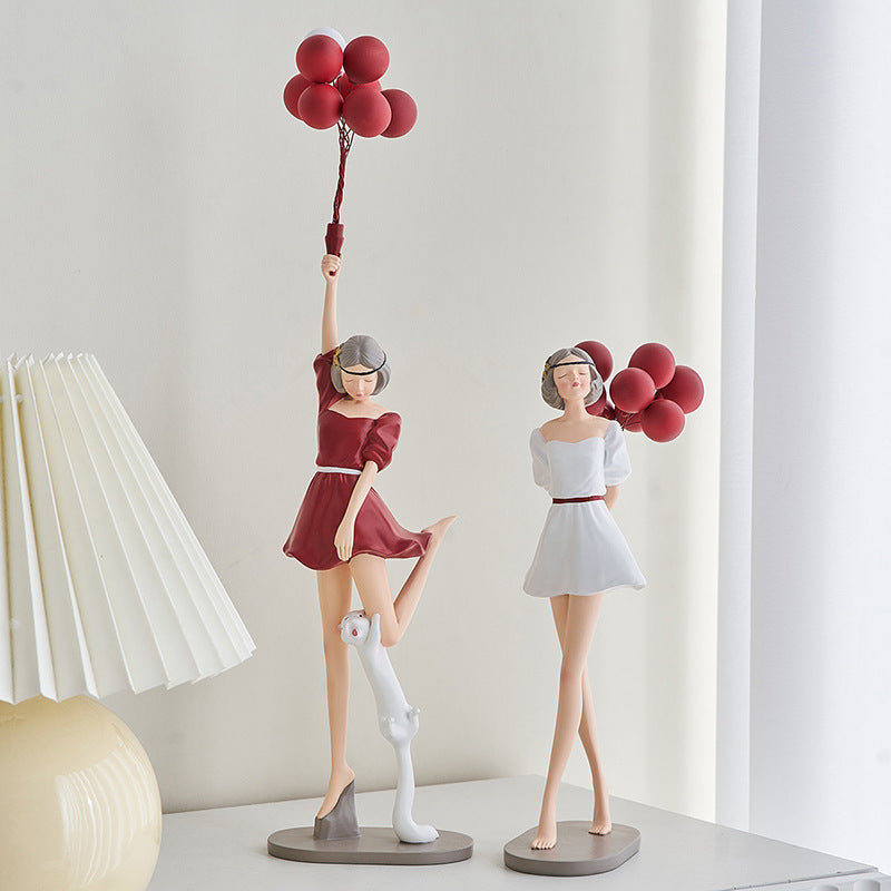 Art Balloon Girl Statues Banksy Flying Balloon Girl Sculpture Resin Craft Home Decoration Living Room Decoration