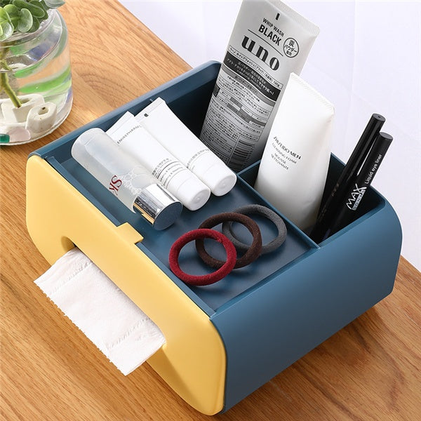 Tissue Box Organizer, Multifunction Storage Holder  Cosmetic Makeup Organizer