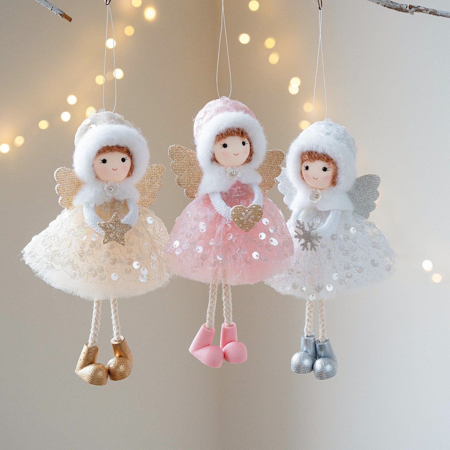 Christmas Winter Mesh Angel Big Eyes Girl Pendant