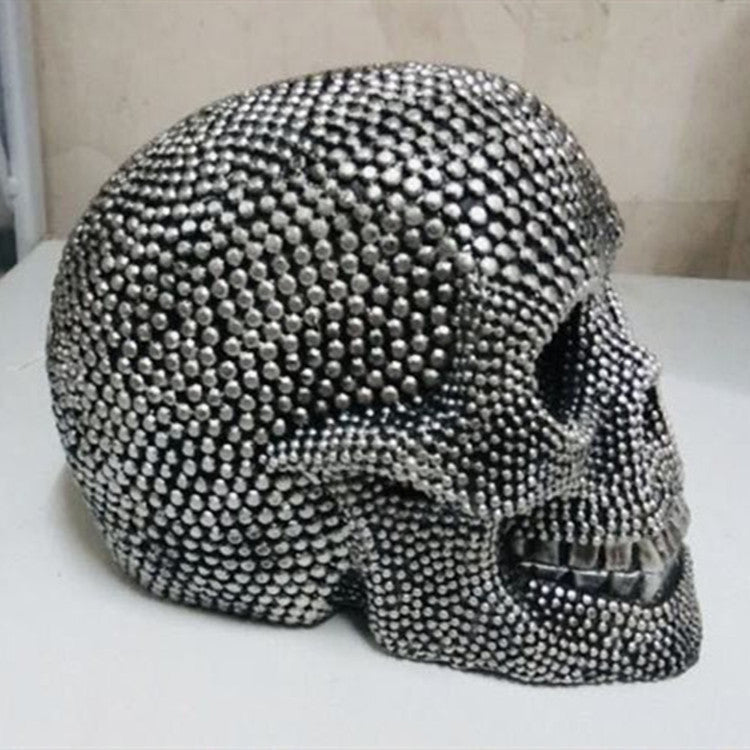 Luxury Rhinestone Skull Statue – Sparkling Crystal Diamond Skull Ornament for Home, Office & Halloween Decor | Gothic Art Figurine Centerpiece