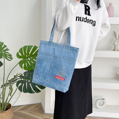 Women's Simple All-match Shoulder Denim Handbag