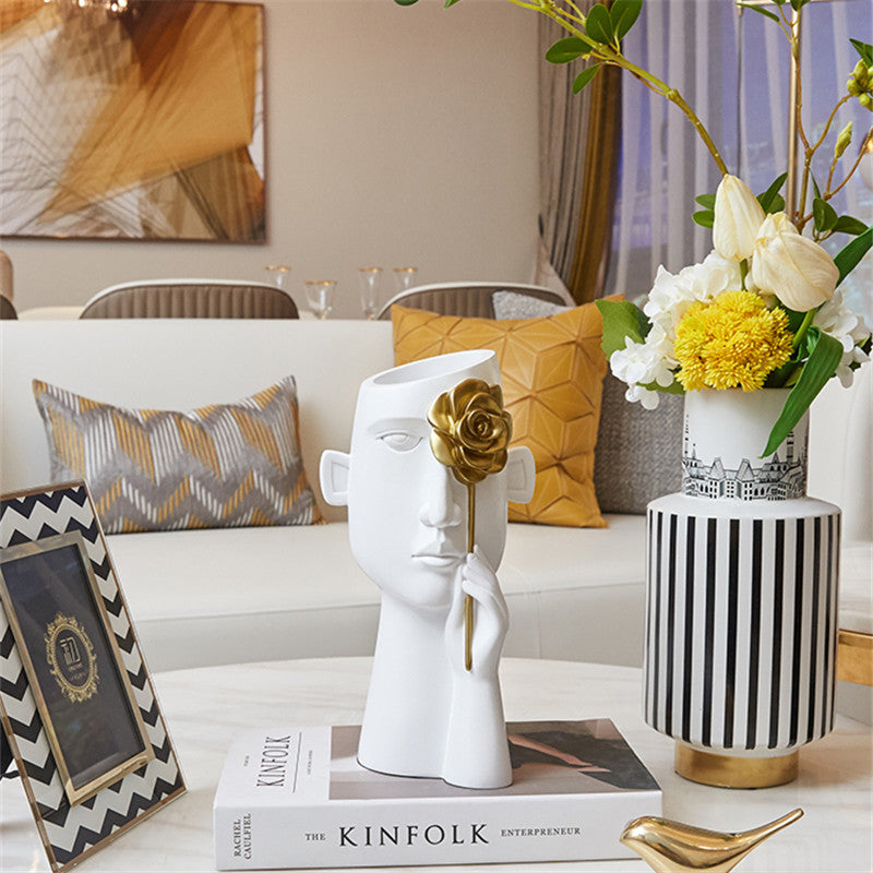 Vase Creative Ceramic Vase, Abstract Figure Ornaments, Multifunctional Art Flowers Bottle, Modern Minimalist Home Decoration, for Bedroom