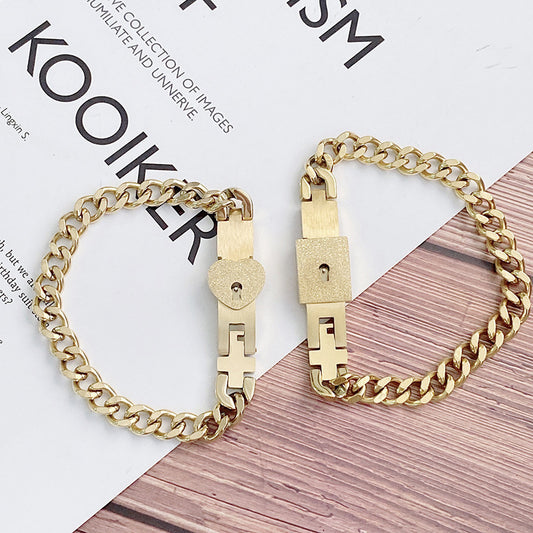 Magnetic Concentric Lock Couple Bracelet – Titanium Steel Matching Chain for Him & Her