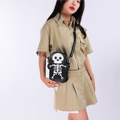Halloween Skull Shoulder Bag Y2K Fashion Funny Cute Messenger Crossbody Bags Women Small Phone Bag