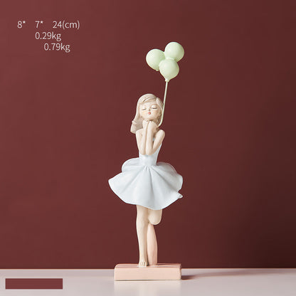 Art Balloon Girl Statues Banksy Flying Balloon Girl Sculpture Resin Craft Home Decoration Living Room Decoration