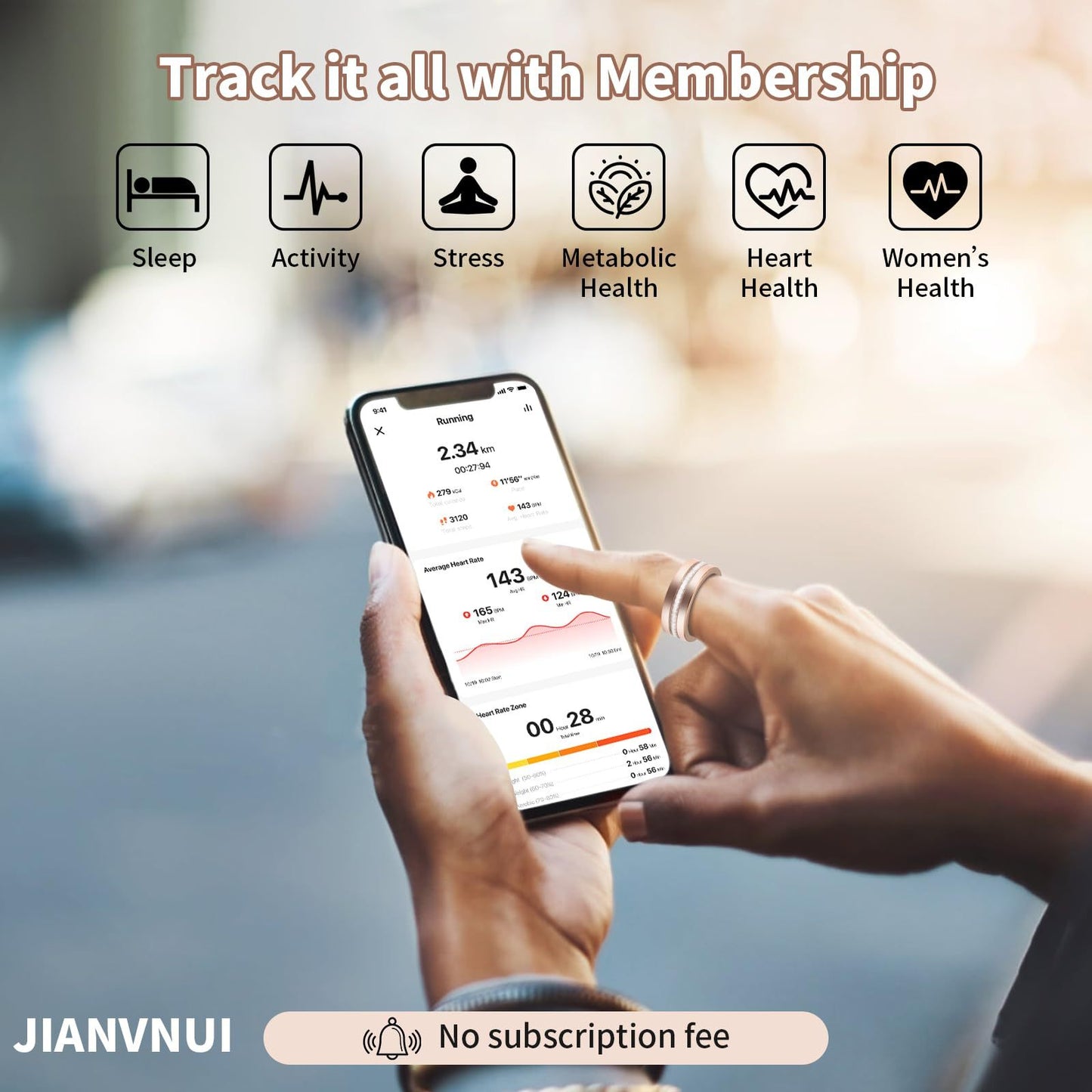 2025 Rose-Gold Diamond Smart Ring – Elegant Health & Fitness Tracker with Heart-Rate, SpO₂, HRV, Sleep & Step Monitoring (iPhone & Android Compatible, No Subscription)