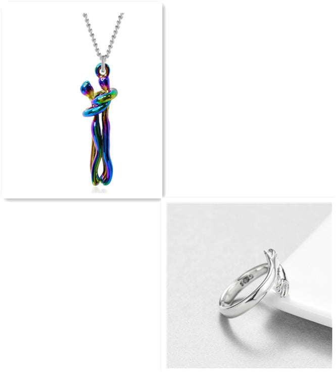 Unisex ‘Love Hug’ Necklace Couple Clavicle Chain, Simple Elegant Gift for Him & Her
