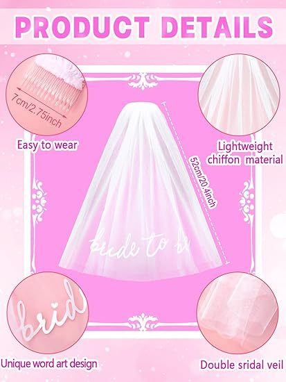 Bride-to-Be Embroidered Veil & Headband Set – Bachelorette Party Accessory for Bridal Shower, Engagement, Wedding, or Bridesmaid Gift (White Bridal Veil Headpiece)