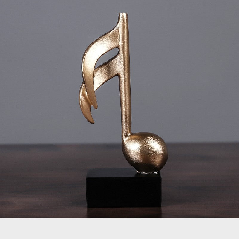 Gold Musical Note Statue – Elegant Resin Sculpture for Living Room, Office & Wine Cabinet Decor (Golden Musical-Note Home Ornament)