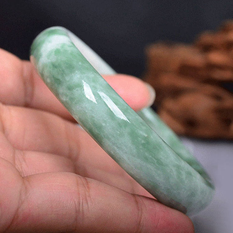 Natural Green Hand-Carved Jade Bangle Bracelet with Gift Box Genuine Jade Accessories for Men & Women