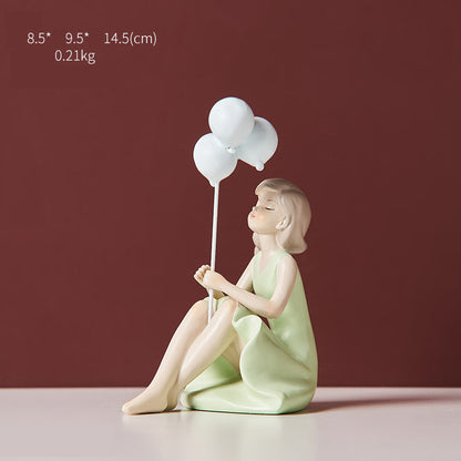 Art Balloon Girl Statues Banksy Flying Balloon Girl Sculpture Resin Craft Home Decoration Living Room Decoration