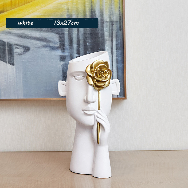 Vase Creative Ceramic Vase, Abstract Figure Ornaments, Multifunctional Art Flowers Bottle, Modern Minimalist Home Decoration, for Bedroom