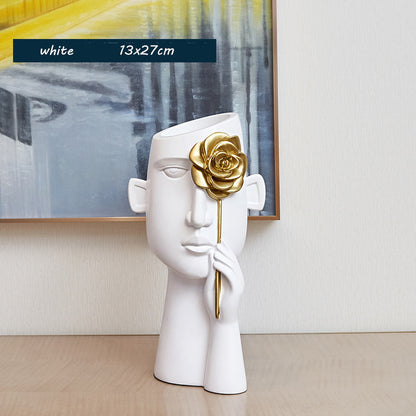 Vase Creative Ceramic Vase, Abstract Figure Ornaments, Multifunctional Art Flowers Bottle, Modern Minimalist Home Decoration, for Bedroom