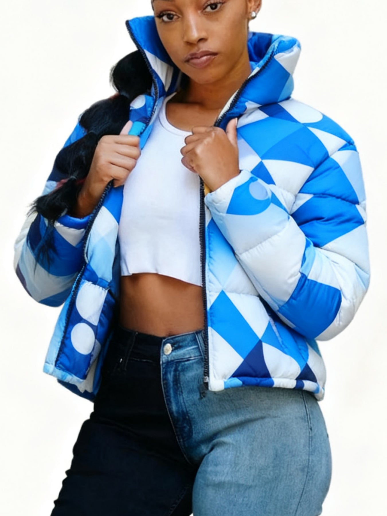 Women’s Short Warm Coat – Fashionable Casual Cardigan-Style Colourful Parka Jacket