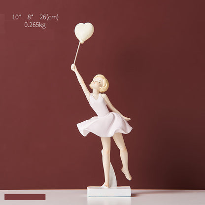 Art Balloon Girl Statues Banksy Flying Balloon Girl Sculpture Resin Craft Home Decoration Living Room Decoration