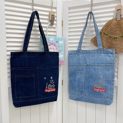 Women's Simple All-match Shoulder Denim Handbag