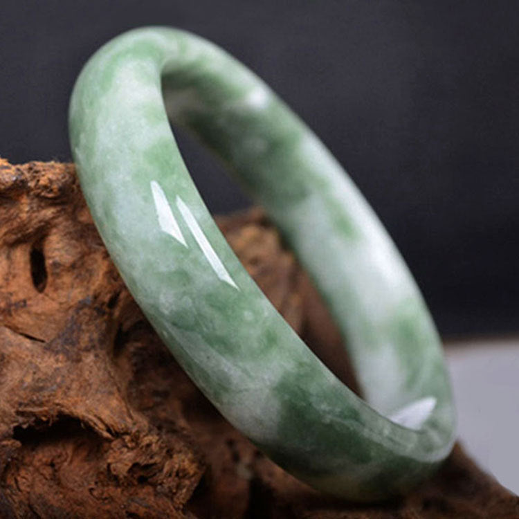 Natural Green Hand-Carved Jade Bangle Bracelet with Gift Box Genuine Jade Accessories for Men & Women