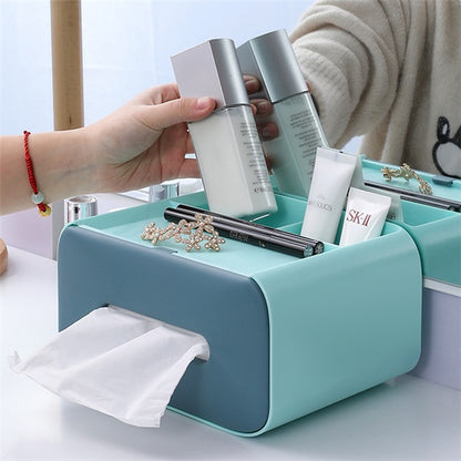 Tissue Box Organizer, Multifunction Storage Holder  Cosmetic Makeup Organizer