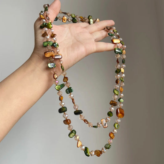 Retro Bohemian Colorful Shell Beaded Double Layer Necklace