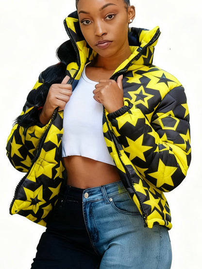 Women’s Short Warm Coat – Fashionable Casual Cardigan-Style Colourful Parka Jacket