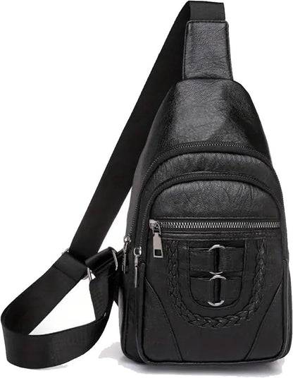 Men's And Women's Retro Leather Crossbody Bag Chest Bag