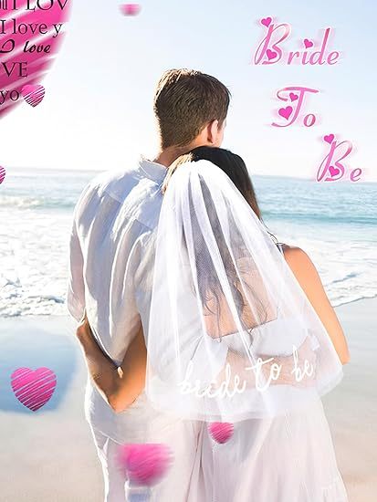 Bride-to-Be Embroidered Veil & Headband Set – Bachelorette Party Accessory for Bridal Shower, Engagement, Wedding, or Bridesmaid Gift (White Bridal Veil Headpiece)