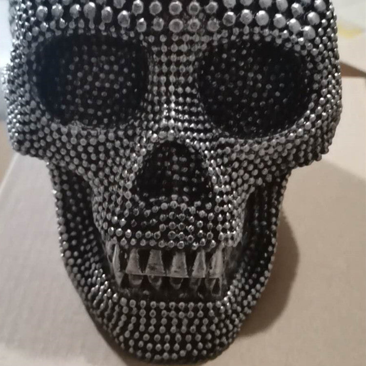 Luxury Rhinestone Skull Statue – Sparkling Crystal Diamond Skull Ornament for Home, Office & Halloween Decor | Gothic Art Figurine Centerpiece