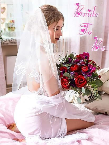 Bride-to-Be Embroidered Veil & Headband Set – Bachelorette Party Accessory for Bridal Shower, Engagement, Wedding, or Bridesmaid Gift (White Bridal Veil Headpiece)