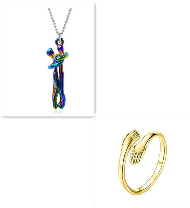 Unisex ‘Love Hug’ Necklace Couple Clavicle Chain, Simple Elegant Gift for Him & Her