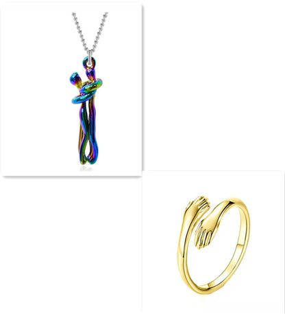 Unisex ‘Love Hug’ Necklace Couple Clavicle Chain, Simple Elegant Gift for Him & Her