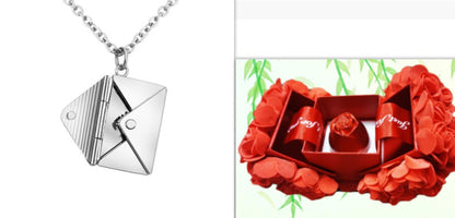 Women’s Fashion Envelope Necklace – Lover Letter Pendant, Best Gift for Girlfriend