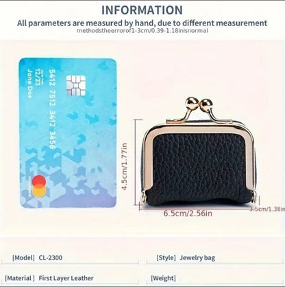 Genuine Leather Mini Jewelry Case, Portable Vintage Style Genuine Leather Coin Purse Jewelry Case For Earrings, Rings, Necklaces, Bracelets