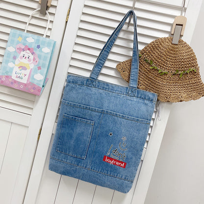 Women's Simple All-match Shoulder Denim Handbag