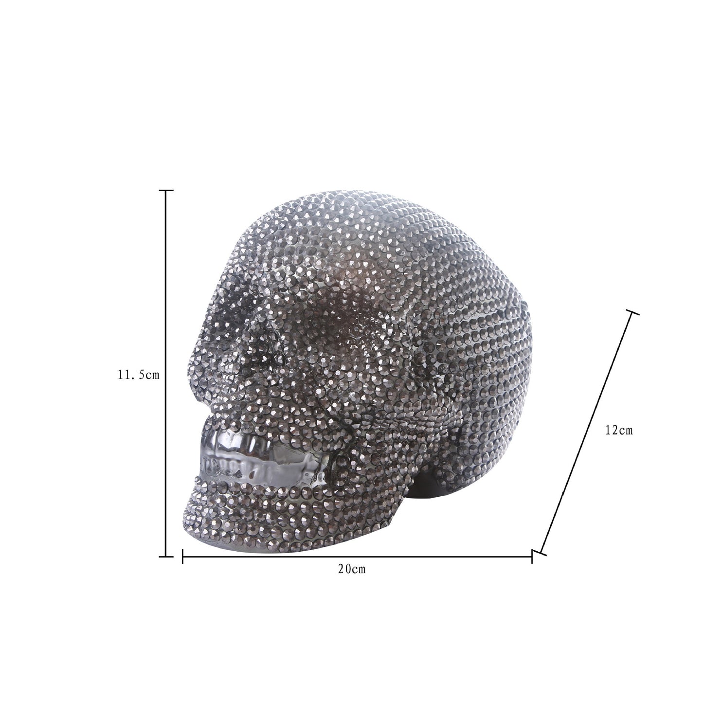 Luxury Rhinestone Skull Statue – Sparkling Crystal Diamond Skull Ornament for Home, Office & Halloween Decor | Gothic Art Figurine Centerpiece